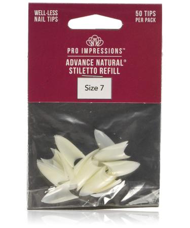 Pro Impressions Advance Natural Stiletto 50 Nail Tips Size 7
