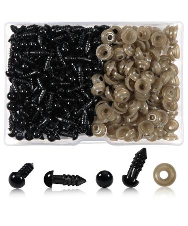 TOAOB 150pcs 6mm Black Plastic Safety Eyes Crafts Safety Eyes with Washers for Stuffed Animals Amigurumis Crochet Bears Doll Making - Buy Online on GoSupps.com