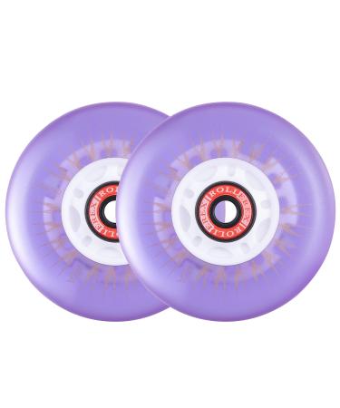Rollerex 2-Pack Glowrider 92A LED Light Up Wheels w/Bearings - Glow in The Dark! (for Any Product Using Inline Skate Wheels) (Multiple Size and Color Options Available) UV Purple 80mm