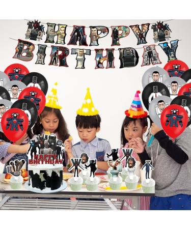 32pcs Skibidi Toilet Birthday Party Decorations Supplies wopin-Skibidi Toilet Theme Party Accessories Include Skibidi Toilet Cake Topper Cupcake Toppers Banner Balloons - Buy Online on GoSupps.com