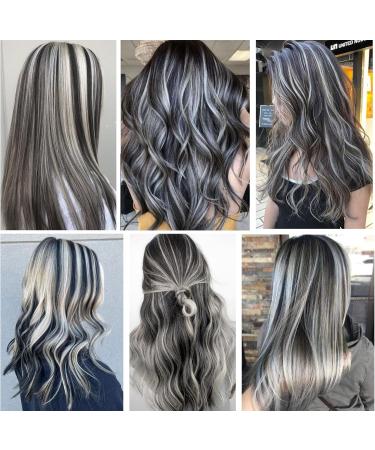 Rhyme 12 Pieces Clip In Coloured Hair Extensions for Girls Women Grey Hairpieces Wig for Girls Multicoloured Party Highlight Clips (Dark grey Grey Light grey) - Buy Online on GoSupps.com