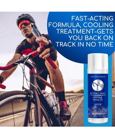 STIRLING Menthol Lotion 5 Fl oz - Cooling Menthol & Hemp Oil, 2000mg - Maximum Strength Pain Relief for Joints - Instant Results with Aloe Vera - Buy Online on GoSupps.com