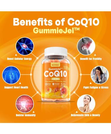 Sugar-Free CoQ10 Gummies 250mg - Vegan Heart Health Supplement with Omega-3 Vitamin B3 & Zinc - 60 Count 2-Month Supply - Buy Online on GoSupps.com