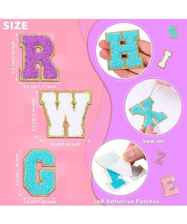 104 Pcs Chenille Letter Patches - Varsity Iron-On & Adhesive Patches - White Pink Purple Blue - Embroidered Patch for Clothing - Buy Online on GoSupps.com