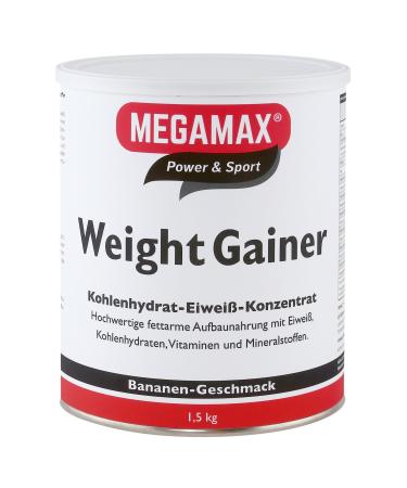 Megamax Weight Gainer Banana 1.5 kg 0.5% fat |Vitamins high -quality carbohydrates & proteins ideal for hardgainers and underweight |Building food for mass phase mass structure & increase