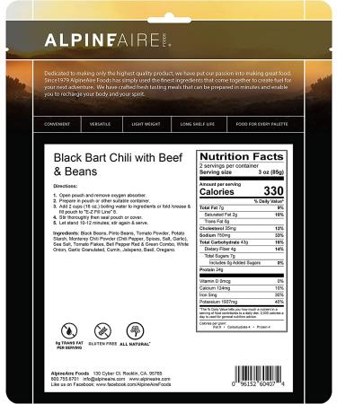 Alpine Black Bart Chili with Beef & Beans - One Size - Buy Online on GoSupps.com