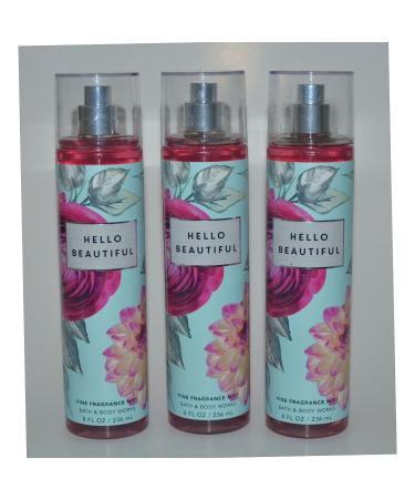 Bath & Body Works Fragrance Mist 3-Pack 8oz Each (Hello Beautiful)