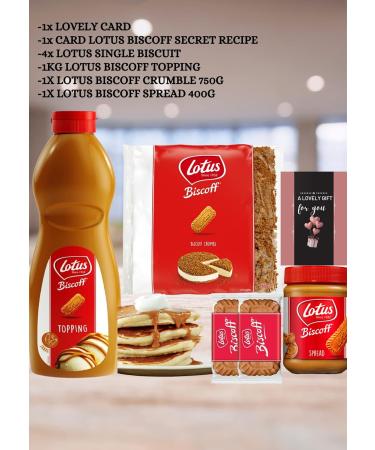 Lotus Biscoff Gift Set - Biscoff Sauce, Speculoos Syrup, XL Biscuits, Spread, Crumbs, Lovely Card - 750g - Buy Online on GoSupps.com