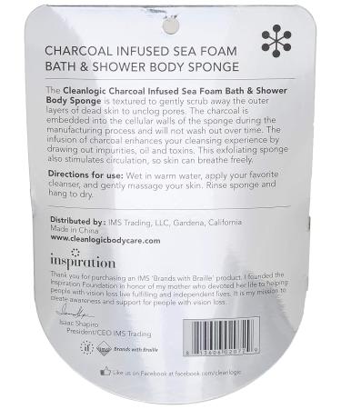 Clean Logic Charcoal Infused Sea Foam Body Sponge - 6 Pack - Buy Online on GoSupps.com