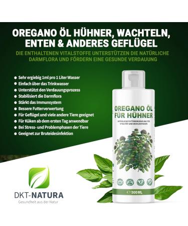 DKT-Natura Oregano Oil 500ml | 80% Carvacrol | High Dose for Chickens | Supports Digestion & Intestinal Flora | Aids in Parasite Control | Supplement for Chickens Pigeons Quail - Buy Online on GoSupps.com