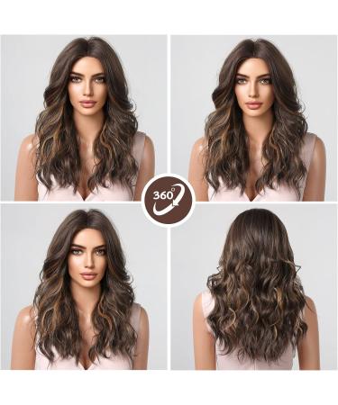 Long Brown Curly Wig for Women with Light Brown Highlights | Synthetic Hair - Buy Online on GoSupps.com