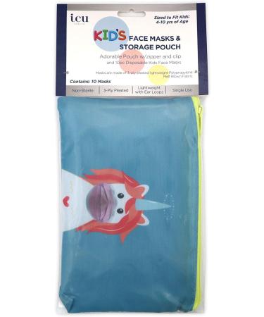 Unicorn Mask Storage Pouch with 10 Disposable Kids Masks | ICU Health - Adorable Portable Case with Zipper & Clip for Children - Buy Online on GoSupps.com
