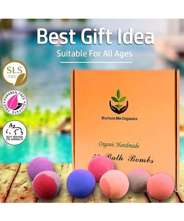 Organic & Natural Spa Bath Bomb Set - 50 Shea Butter Bath Bombs, Sulfate-Free Moisturizing Gift Set for Women, Men, Teens, and Kids - Buy Online on GoSupps.com
