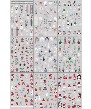 Christmas Nail Stickers 9 Sheets Self-Adhesive Nail Decal Snowman Snowflake Nail Art Decoration Design Supplies - Buy Online on GoSupps.com
