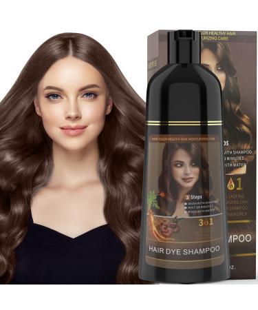Beiler Chestnut Brown Hair Dye Shampoo 3 in 1 for Women & Men 100% Gray Hair Coverage Instant Color - Herbal Ingredients - For para canas mujer - 17.6 Fl Oz