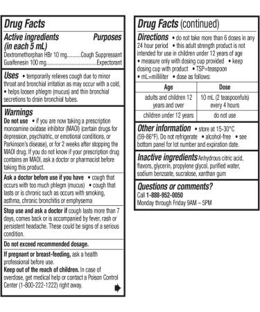HealthA2Z Tussin DM Sugar Free | Dextromethorphan HBr 20mg Guaifenesin 200mg | Cough Suppressant & Expectorant | for Adults with High Blood Pressure & Diabetes | 8 FL Oz Raspberry Flavor - Buy Online on GoSupps.com