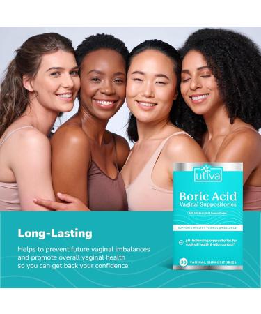 Utiva Boric Acid Suppositories pH Balance Feminine Care for Women | 600mg | 30 Count Supports Vaginal Health - Buy Online on GoSupps.com