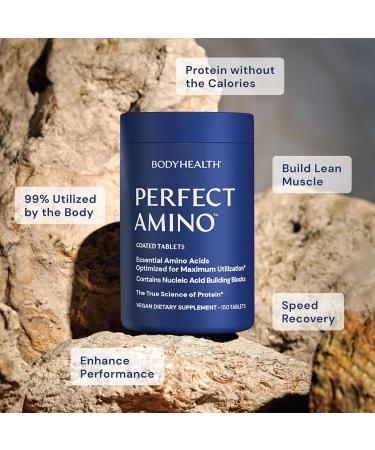 BodyHealth PerfectAmino (300 ct) Easy to Swallow Tablets, Essential Amino Acids Supplement with BCAAs, Vegan Protein for Pre/Post Workout & Muscle Recovery with Lysine, Tryptophan, Leucine, Methionine 60 Servings (Pack of 1) - Buy Online on GoSupps.com