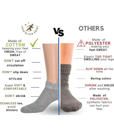 Diabetic Socks for Women Size 6-9 - Premium Cotton Fashion Design - Thin & Comfortable 9-11 in Baby Blue, Pink, Yellow, Orange, Salmon, and Gray - Buy Online on GoSupps.com