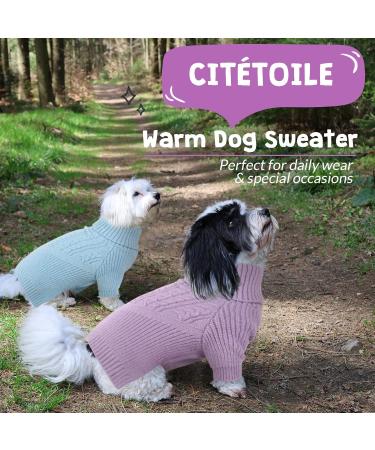 Classic Knitted Dog Sweater with Turtleneck | Soft & Warm Cold Weather Knit Vest for Small Medium Dogs | Cit toile Blue S - Buy Online on GoSupps.com