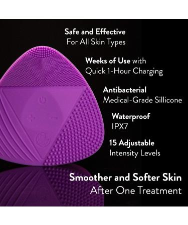 Silicone Sonic Facial Cleansing Brush - Deep Cleaning Exfoliating Face Scrubber for Normal & Sensitive Skin - Waterproof & Rechargeable - Purple - Buy Online on GoSupps.com