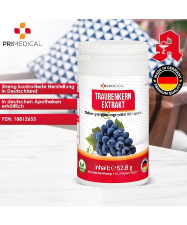 Buy High Dose OPC Grape Seed Extract Capsules - 600mg Vegan Gluten-Free Lactose-Free with Vitamin C - Primedical 1x90 Capsules - Buy Online on GoSupps.com