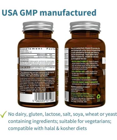 Pure & Essential Vegetarian Vitamin D3 2000iu 365 Small Tablets - 1-Year Supply by Igennus - Buy Online on GoSupps.com