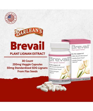 Brevail Plant Lignan Extract Capsules Proactive Breast Health Supplement with 50 mg SDG Lignans from Flax Seed Hulls for Healthy Estrogen Balance and PMS Mood Support Pills 30 Count - Buy Online on GoSupps.com
