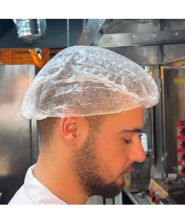 100 Pcs White Disposable Bouffant Caps - 20 Nonwoven Hair Net Sleeves with Swivel Bands | Ideal for Sleeping, Food Service - Unisex - Buy Online on GoSupps.com