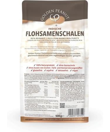 Buy GOLDEN PEANUT Psyllium Husks 500g - 95% Purity Gluten-Free High Fiber Vegan Natural - Buy Online on GoSupps.com