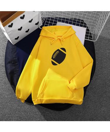 Yihaojia Cute Hoodies Women Football Graphic Sweatshirts Game Day Long Sleeve Hoodie Shirts Drawstring Pullover Tops Yellow#44 Small - Buy Online on GoSupps.com