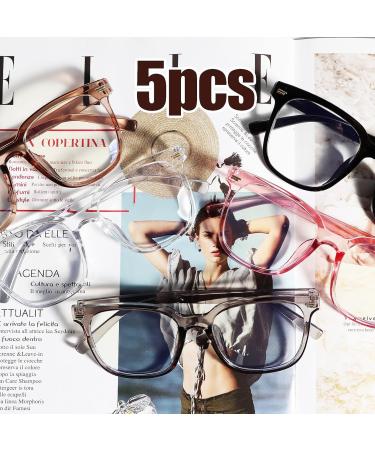 DEOMOR 5-Piece Decorative Retro Glasses Set - Colorful Non-Prescription Transparent Lenses for Stylish Look - Buy Online on GoSupps.com