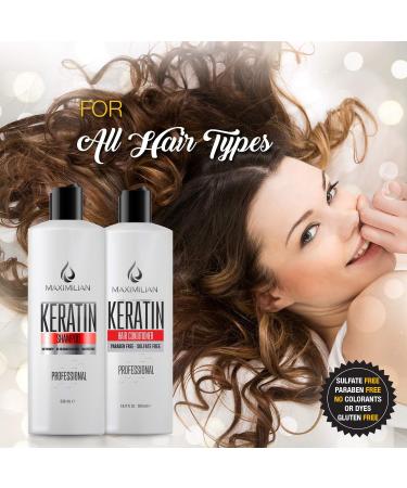 Keratin Shampoo & Conditioner for Color Treated Hair - Sulfate Free Treatment for Dry Curly Damaged Hair | 2x16.9 Fl Oz - Buy Online on GoSupps.com