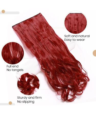 S-noilite 24 Dark Red Curly Wavy Clip-in Hair Extensions - Half Head 5 Clips Hairpiece - Buy Online on GoSupps.com