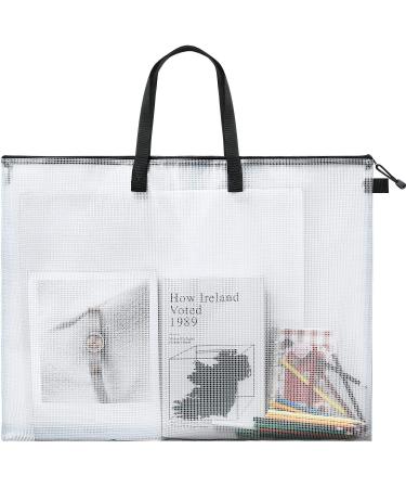 Outus Art Portfolio Bag Poster Storage Bag Board Holder with Handle and Zipper 19 x 24 Inch Organizer Transparent Bag for Large Posters, Poster Board, Painting, Bulletin Boards (1 Piece)