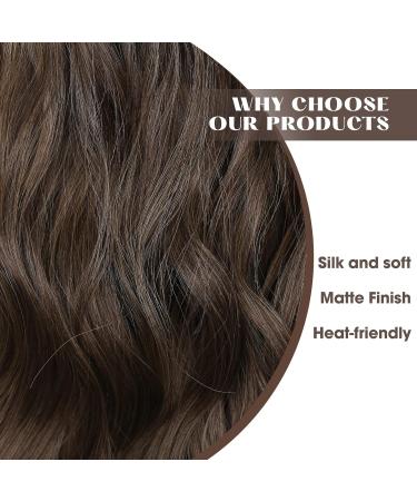 Invisible Wire Hair Extensions | Transparent Wire with Secure Clips | 20 Inch Synthetic Hair Pieces for Women | Balayage Dark Brown to Chestnut Brown - Buy Online on GoSupps.com