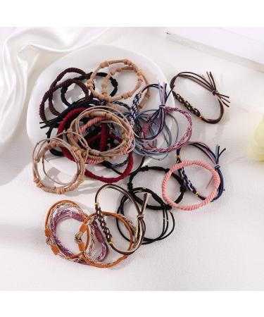 FINZOR 40Pcs Bohemian Morandi Hair Ties Set - Elastic Bracelets for Women - Ideal for Thick Hair and Ponytails - Mother's Day Gift - Colorful - Buy Online on GoSupps.com