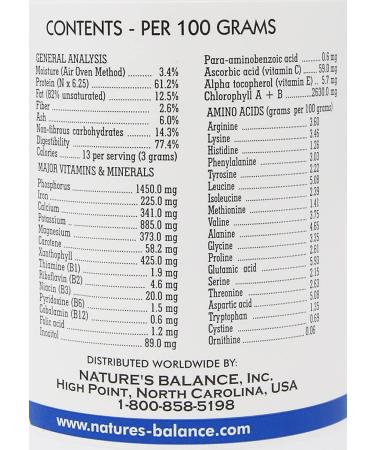 Nature's Balance 100% Pure Premium Grade Chlorella Pyrenoidosa - 180 Capsules - Buy Online on GoSupps.com