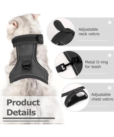 HEYWEAN Cat Harness and Leash Set - Escape Proof Kitten Harness for Outdoor Walking - Adjustable and Reflective - Dark Grey - Sizes S, M, L - Buy Online on GoSupps.com