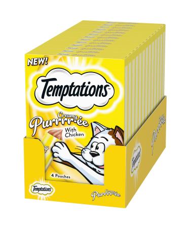 TEMPTATIONS Creamy Puree Lickable Cat Treats, 44 Pouches, Multiple Flavors Chicken