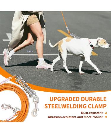 Buy Yard Leash for Dogs - Shock Absorbing 15m Tie Out Cable Durable Outdoor Leash - Perfect for Large Breeds - Orange - Buy Online on GoSupps.com