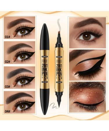  SHUOHONG Eyebrow pencil 2-in-1 eyeliner pencil eyebrow makeup waterproof eyebrow pencil 3D waterproof microblading eyebrow pen (Black) - Buy Online on GoSupps.com