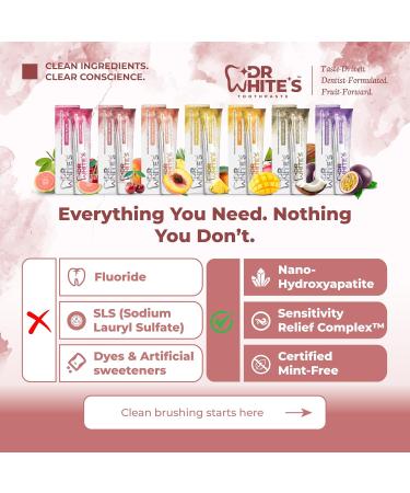 Dr. White s Cherry Bloom Toothpaste | Fruit by Design Fluoride-Free Dentist-Formulated with Nano-Hydroxyapatite Sensitivity Relief Mint-Free Cherry Bloom 3.5 Ounce (Pack of 1) - Buy Online on GoSupps.com
