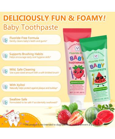  CJXHJY Children's Fluoride-Free Toothpaste 60g | Strawberry/Watermelon Flavor | Safe to Swallow | Gentle on Baby Teeth and Sensitive Gums | No Artificial Additives - Buy Online on GoSupps.com