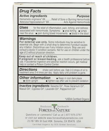 FORCES OF NATURE Organic Hemorrhoid Control Extra Strength 0.37 OZ - Natural Relief for Hemorrhoids - Buy Online on GoSupps.com