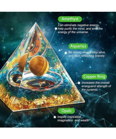 HuiJuKeJi Healing Crystals Aquarius Orgonit Pyramid - Zodiac Constellation Gifts with Tiger Eye Crystal - Astrology Energy Healing 6cm - Buy Online on GoSupps.com