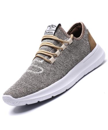 KEEZMZ Men's Running Shoes Fashion Breathable Sneakers Mesh Soft Sole Casual Athletic Lightweight 12 Beige
