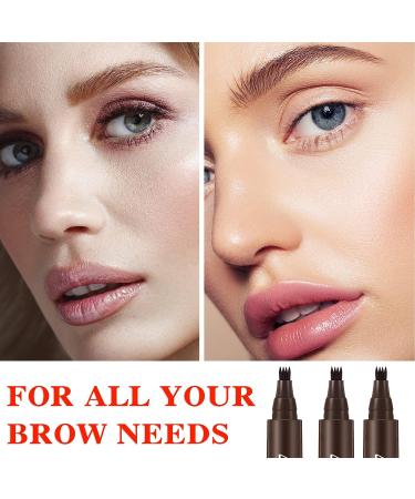 3 Pcs Waterproof Microblading Eyebrow Tattoo Pen - Long Lasting Micro-Fork Tip Brow Pencil for Natural Charming Makeup (Dark Brown) - Buy Online on GoSupps.com