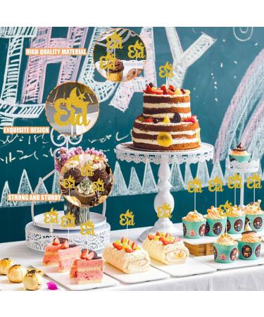 Eid Mubarak Cake Topper Pack of 32 Glitter Moon and Star Ramadan Cake Decoration Gold Eid Mubarak Cupcake Topper for Muslim Islam Kareem Party Decoration Supplies - Buy Online on GoSupps.com