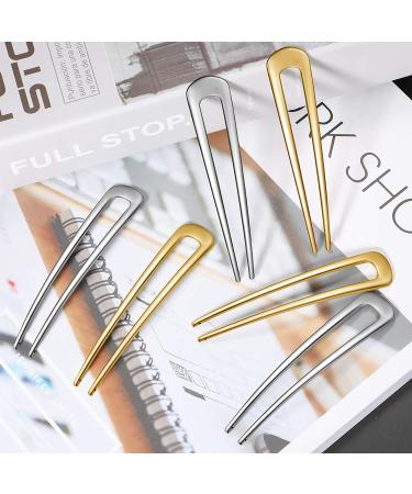 6-Pack Metal U Shaped Hairpins - French Hair Pin Set for Updo Chignon - Hair Accessories for Women and Girls (Gold/Silver) - Buy Online on GoSupps.com